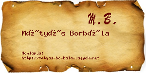 Mátyás Borbála névjegykártya
